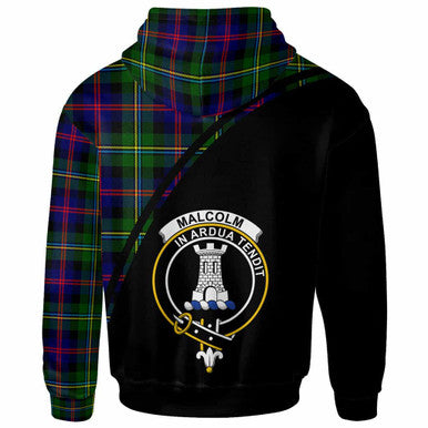 Scottish Malcolm (or MacCallum) Clan Crest Tartan Curve Hoodie Back Side Tartan Plaid