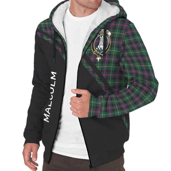 Scottish Malcolm (or MacCallum) Clan Crest Tartan Curve Sherpa Hoodie