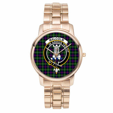 Scottish Malcolm (or MacCallum) Clan Crest Tartan Folding Clasp Steel Quartz Watches Tartan Plaid Rose Gold 1
