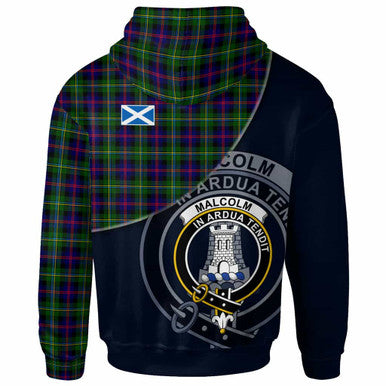 Scottish Malcolm (or MacCallum) Clan Crest Tartan Hoodie - Bend Style Back Side Tartan Plaid