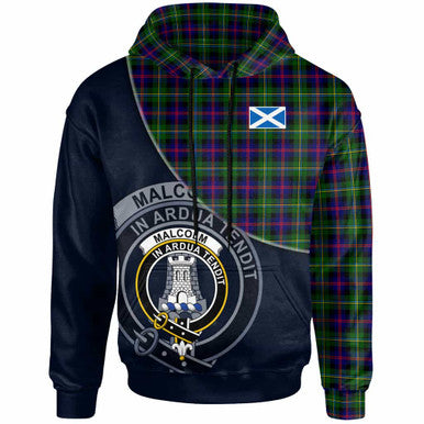Scottish Malcolm (or MacCallum) Clan Crest Tartan Hoodie - Bend Style Front Side Tartan Plaid