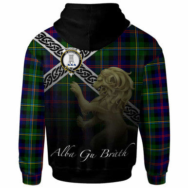 Scottish Malcolm (or MacCallum) Clan Crest Tartan Hoodie - Scotland Lion Back Side Tartan Plaid
