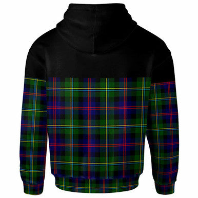 Scottish Malcolm (or MacCallum) Clan Crest Tartan Hoodie - Horizontal Style Back Side Tartan Plaid