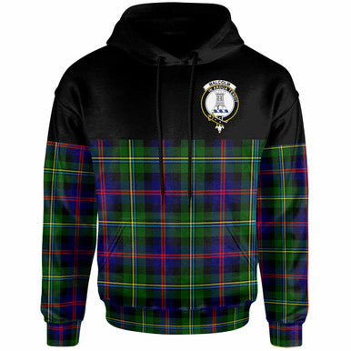 Scottish Malcolm (or MacCallum) Clan Crest Tartan Hoodie - Horizontal Style Front Side Tartan Plaid