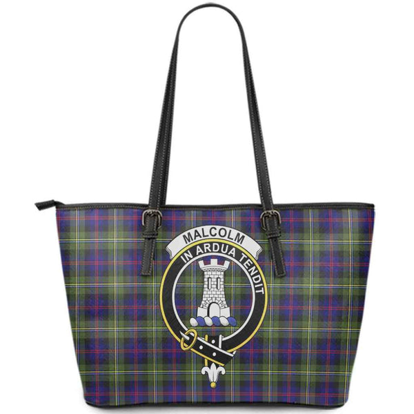 Scottish Malcolm (or MacCallum) Clan Crest Tartan Leather Tote Tartan Plaid