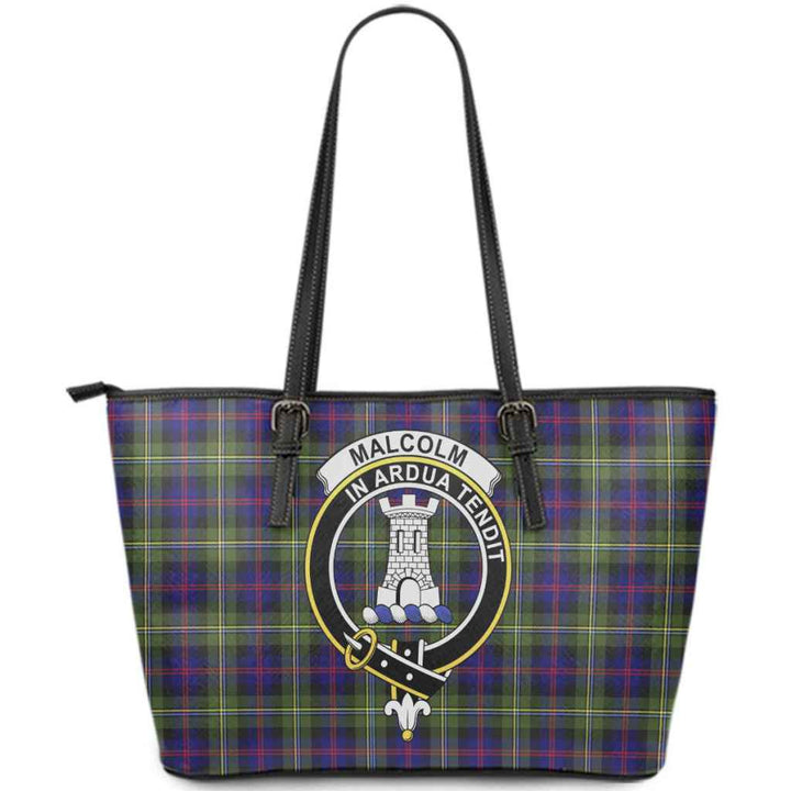 Scottish Malcolm (or MacCallum) Clan Crest Tartan Leather Tote Tartan Plaid