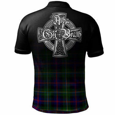 Scottish Malcolm (or MacCallum) Clan Crest Tartan Polo Shirt - Alba Gu Brath Family Crest Celtic Inspired Back Side Tartan Plaid