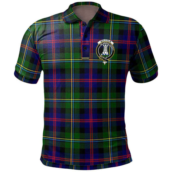 Scottish Malcolm (or MacCallum) Clan Crest Tartan Polo Shirt Front Side Tartan Plaid
