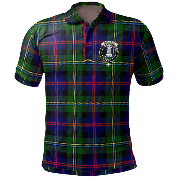 Scottish Malcolm (or MacCallum) Clan Crest Tartan Polo Shirt Front Side Tartan Plaid