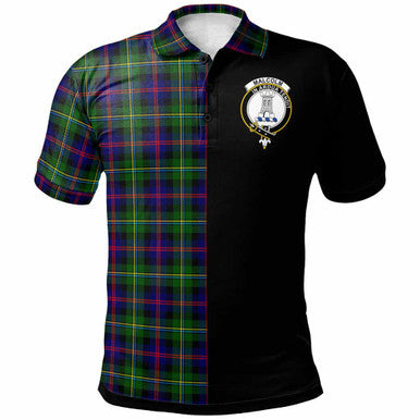 Scottish Malcolm (or MacCallum) Clan Crest Tartan Polo Shirt - Half in Me Front Side Tartan Plaid