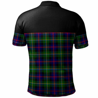 Scottish Malcolm (or MacCallum) Clan Crest Tartan Polo Shirt - Horizontal Style Back Side Tartan Plaid