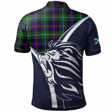 Scottish Malcolm (or MacCallum) Clan Crest Tartan Polo Shirt - Scottish Flag With Lion Back Side Tartan Plaid