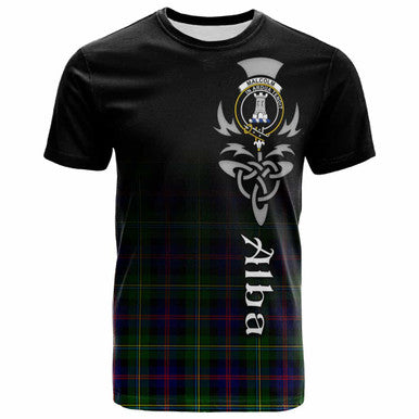 Scottish Malcolm (or MacCallum) Clan Crest Tartan T-Shirt - Alba Gu Brath Family Crest Celtic Inspired Front Side Tartan Plaid
