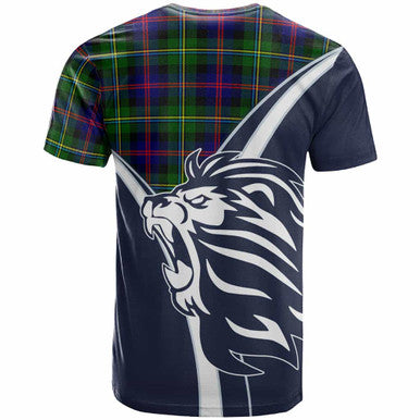 Scottish Malcolm (or MacCallum) Clan Crest Tartan T-Shirt - Scottish Flag With Lion Back Side Tartan Plaid