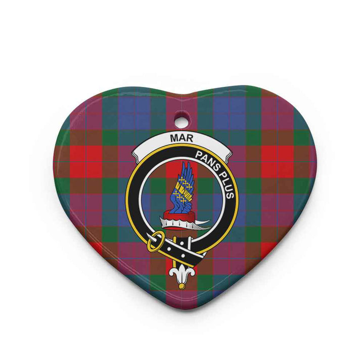 Scottish Mar Clan Crest Tartan Ceramic Ornament Heart Shape Tartan Plaid
