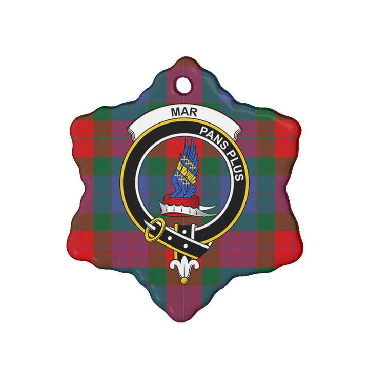 Scottish Mar Clan Crest Tartan Ceramic Ornament Snow Flake Shape Tartan Plaid