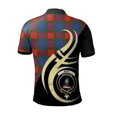 Scottish Mar Clan Crest Tartan Polo Shirt Believe in Me Back Side Tartan Plaid