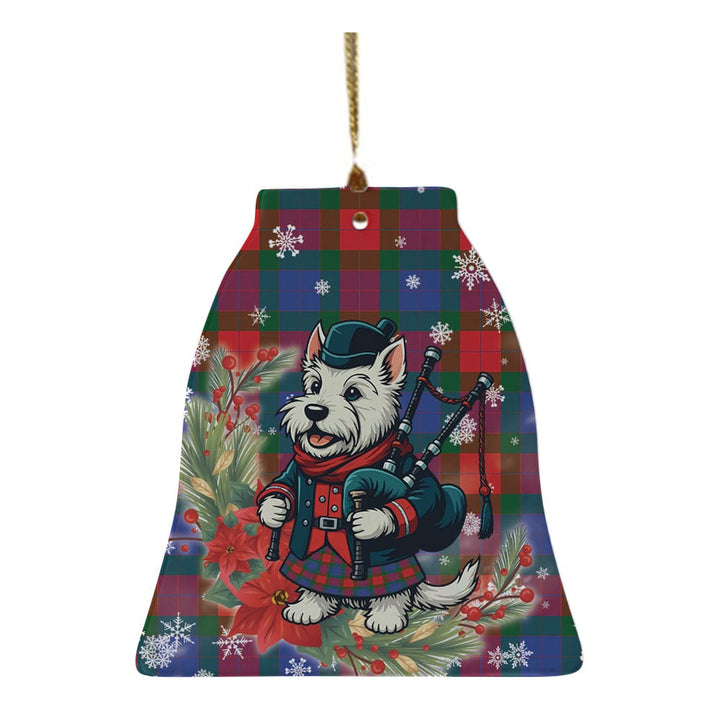 Scottish Mar Clan Tartan Ceramic Ornament Cute Scottish Terrier Dog Bell Style Tartan Plaid