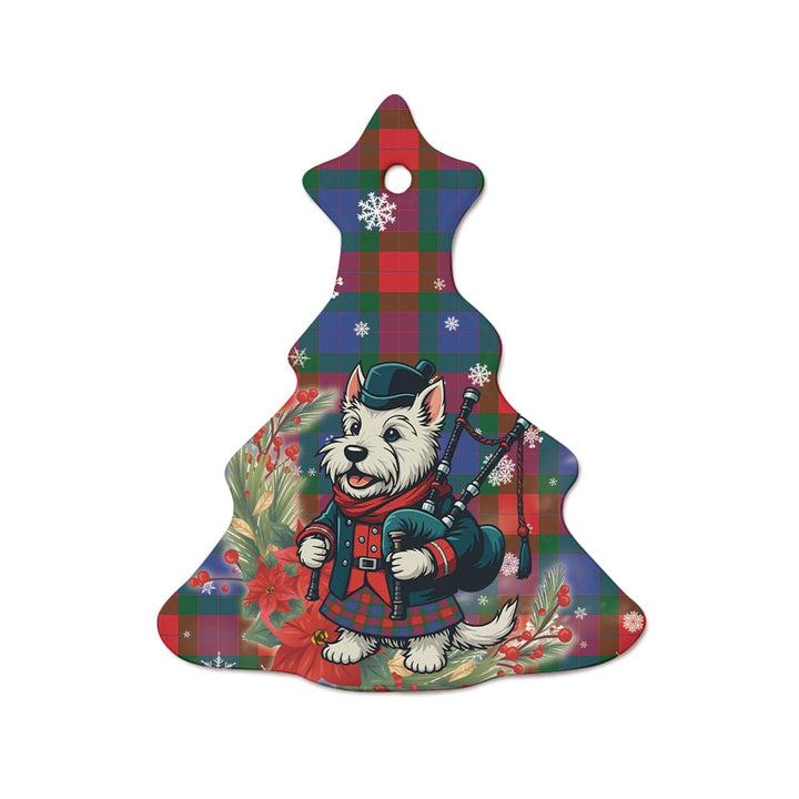 Scottish Mar Clan Tartan Ceramic Ornament Cute Scottish Terrier Dog Tree Style Tartan Plaid