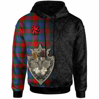 Scottish Mar Clan Tartan Hoodie - Half Thistle Flowers Celtic Design Front Side Tartan Plaid