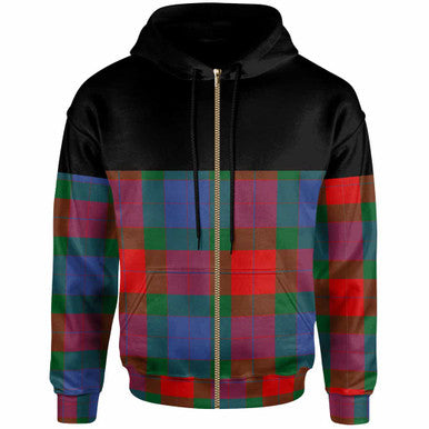 Scottish Mar Clan Tartan Hoodie - Horizontal Style Zip Tartan Plaid