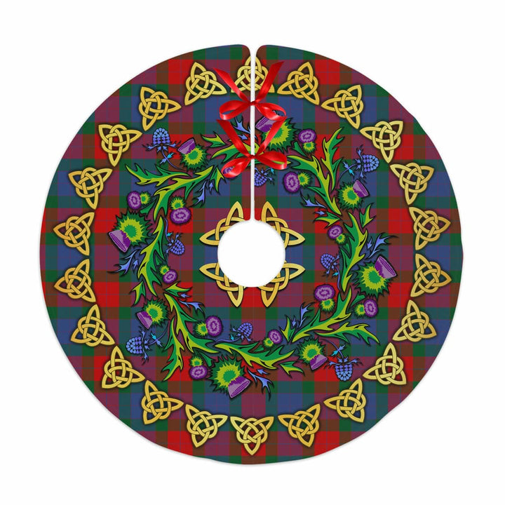 Scottish Mar Clan Tartan Thistle Celtic Knot Christmas Tree Skirt No Tassels Tartan Plaid 1