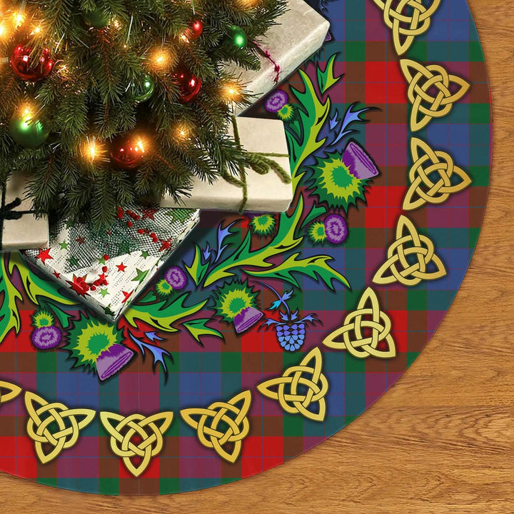 Scottish Mar Clan Tartan Thistle Celtic Knot Christmas Tree Skirt No Tassels Tartan Plaid 2