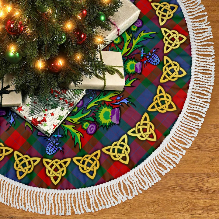 Scottish Mar Clan Tartan Thistle Celtic Knot Christmas Tree Skirt Tassels Tartan Plaid 2