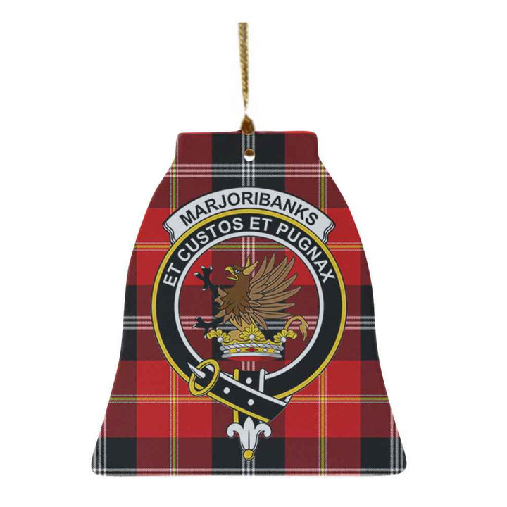 Scottish Marjoribanks Clan Crest Tartan Ceramic Ornament Bell Shape Tartan Plaid