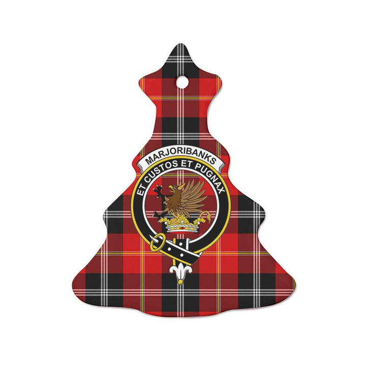 Scottish Marjoribanks Clan Crest Tartan Ceramic Ornament Tree Shape Tartan Plaid
