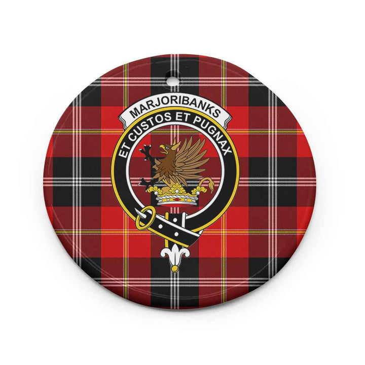 Scottish Marjoribanks Clan Crest Tartan Ceramic Ornament Circle Shape Tartan Plaid