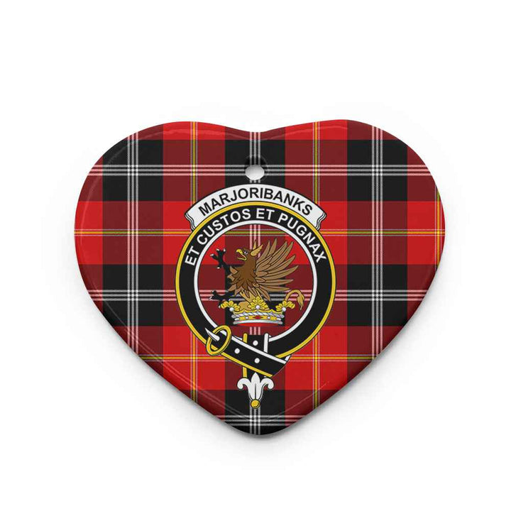 Scottish Marjoribanks Clan Crest Tartan Ceramic Ornament Heart Shape Tartan Plaid