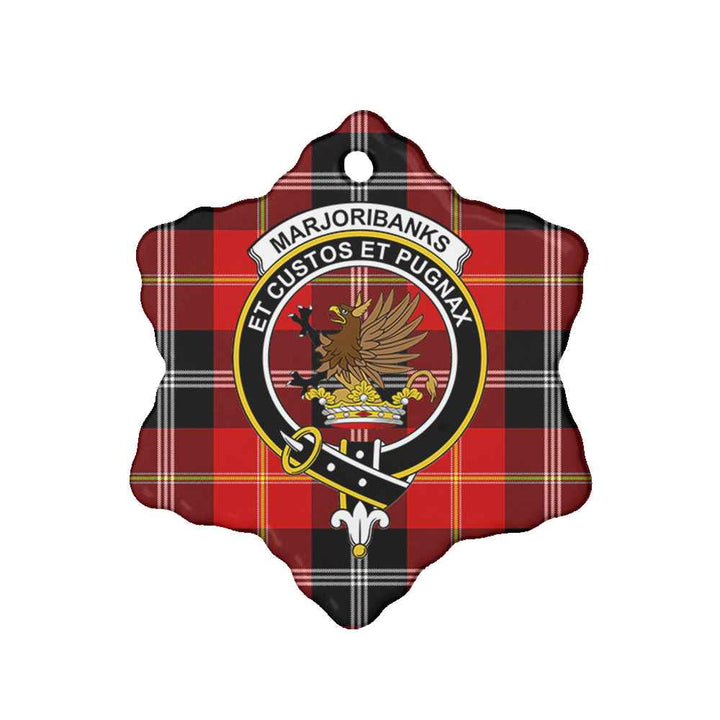 Scottish Marjoribanks Clan Crest Tartan Ceramic Ornament Snow Flake Shape Tartan Plaid