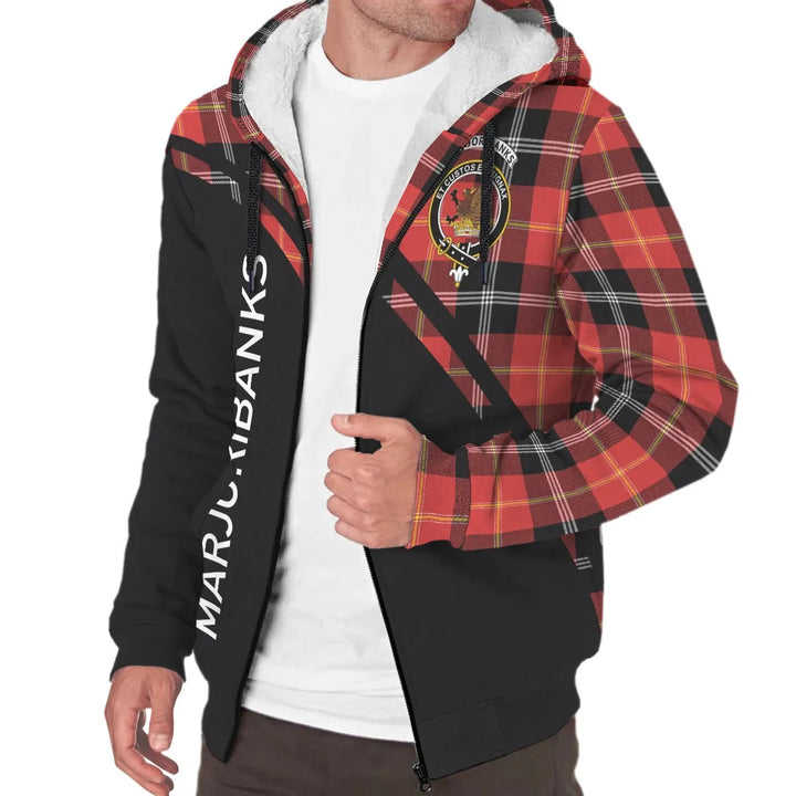 Scottish Marjoribanks Clan Crest Tartan Curve Sherpa Hoodie