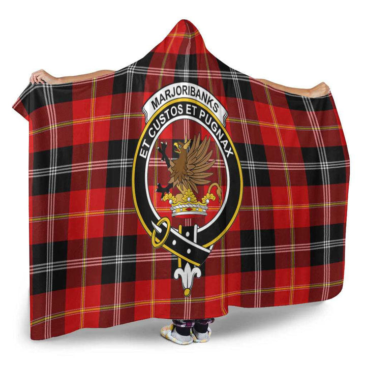 Scottish Marjoribanks Clan Crest Tartan Hooded Blanket Tartan Plaid 2