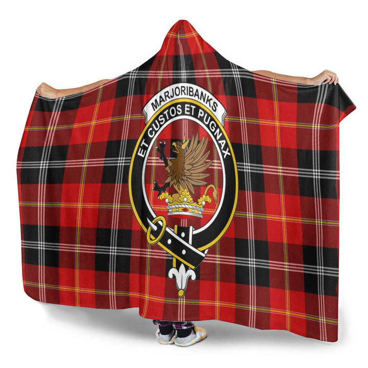 Scottish Marjoribanks Clan Crest Tartan Hooded Blanket Tartan Plaid 3