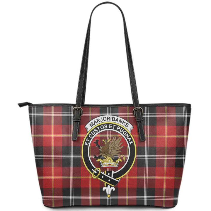 Scottish Marjoribanks Clan Crest Tartan Leather Tote Tartan Plaid