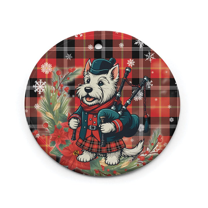 Scottish Marjoribanks Clan Tartan Ceramic Ornament Cute Scottish Terrier Dog Circle Style Tartan Plaid