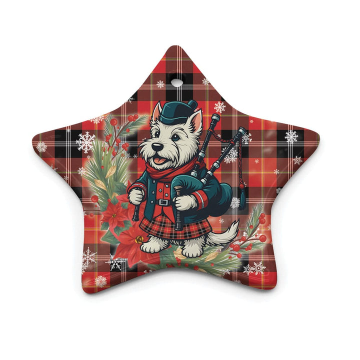 Scottish Marjoribanks Clan Tartan Ceramic Ornament Cute Scottish Terrier Dog Star Style Tartan Plaid