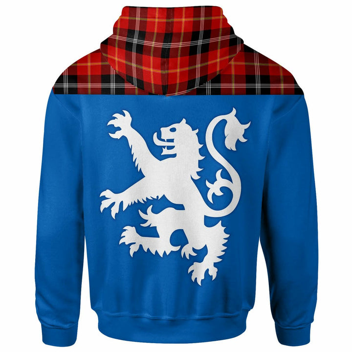 Scottish Marjoribanks Clan Tartan Hoodie - Lion Rampant of Scotland With Flag back Side Tartan Plaid