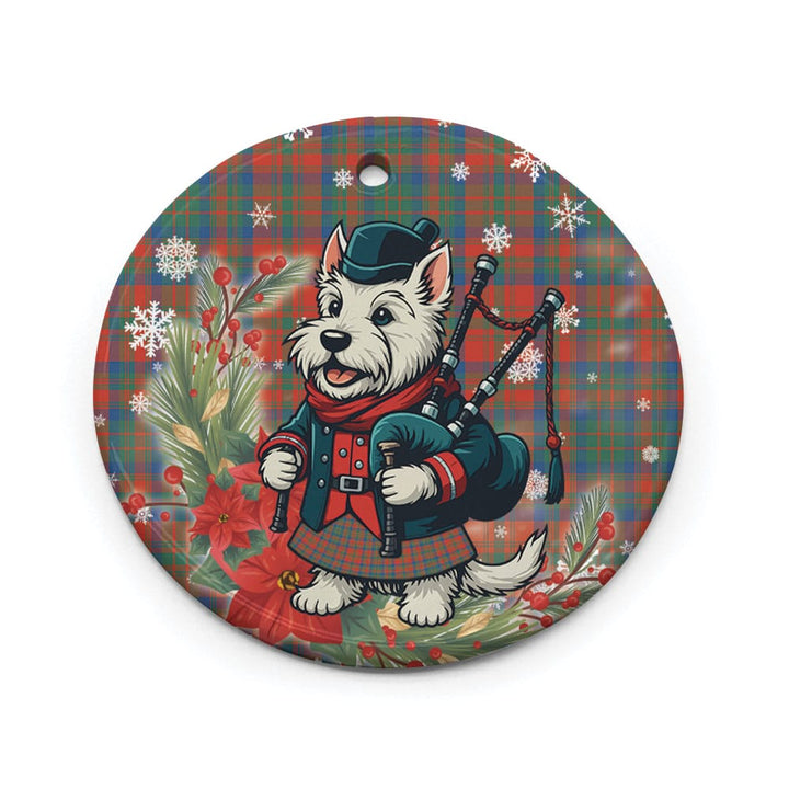 Scottish Matheson Ancient Clan Tartan Ceramic Ornament Cute Scottish Terrier Dog Circle Style Tartan Plaid