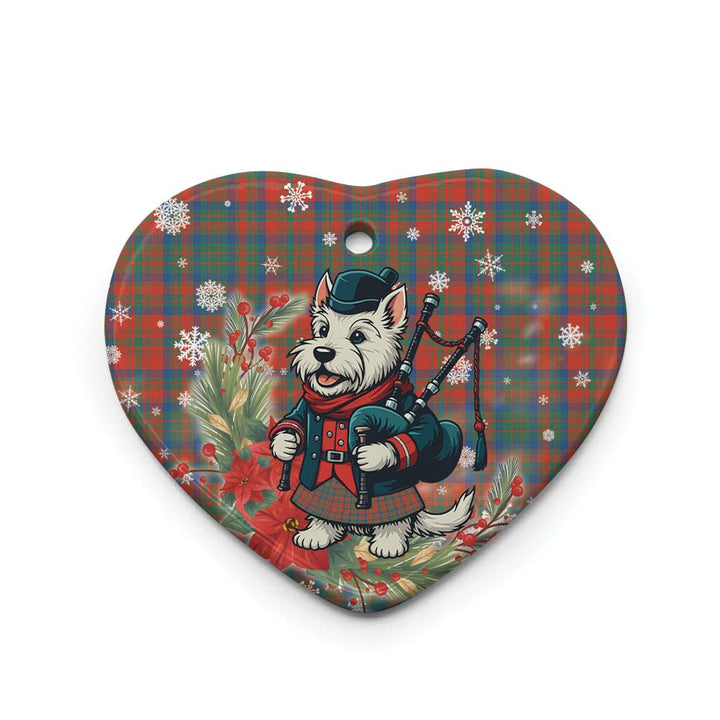 Scottish Matheson Ancient Clan Tartan Ceramic Ornament Cute Scottish Terrier Dog Heart Style Tartan Plaid