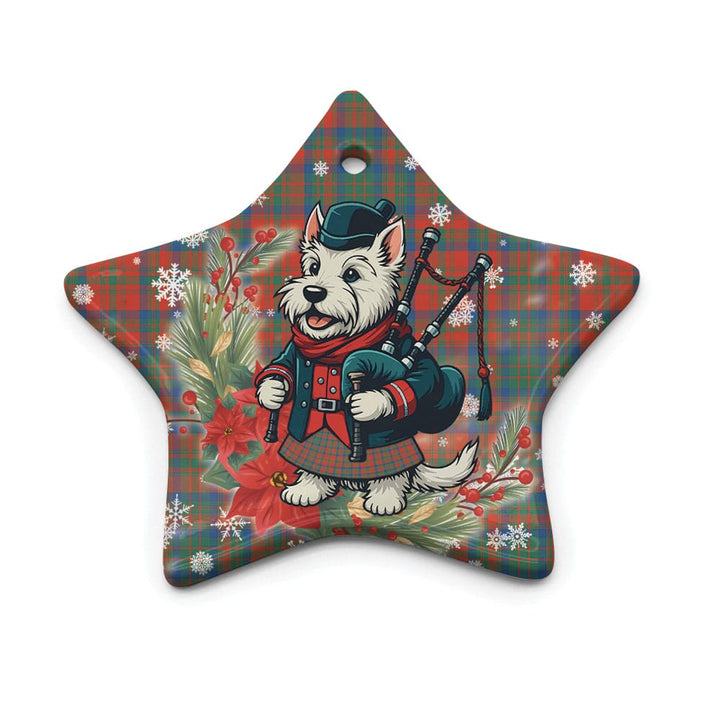 Scottish Matheson Ancient Clan Tartan Ceramic Ornament Cute Scottish Terrier Dog Star Style Tartan Plaid