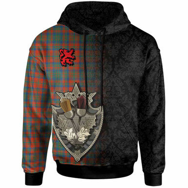 Scottish Matheson Ancient Clan Tartan Hoodie - Half Thistle Flowers Celtic Design Front Side Tartan Plaid