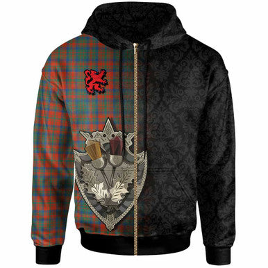 Scottish Matheson Ancient Clan Tartan Hoodie - Half Thistle Flowers Celtic Design Zip-up Tartan Plaid