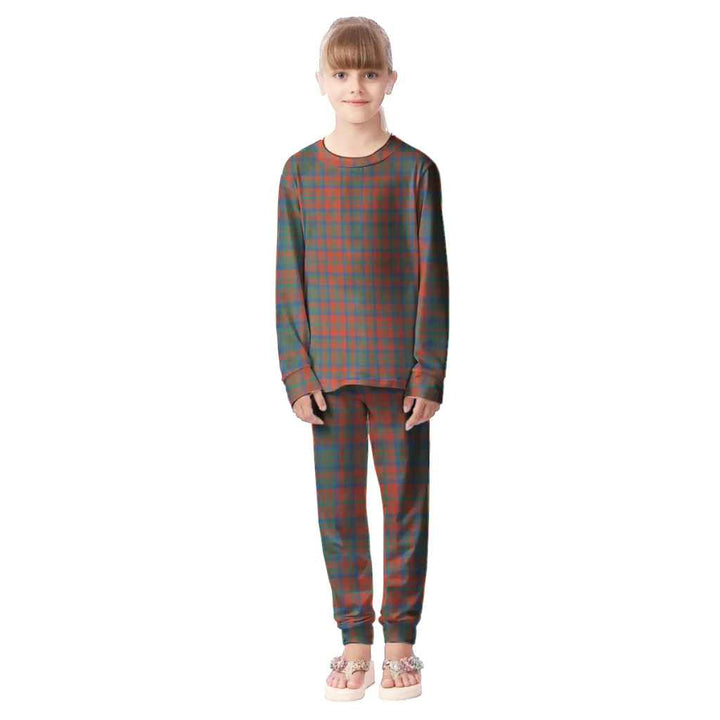 Scottish Matheson Ancient Clan Tartan Pajama Set Kid Front Side Tartan Plaid