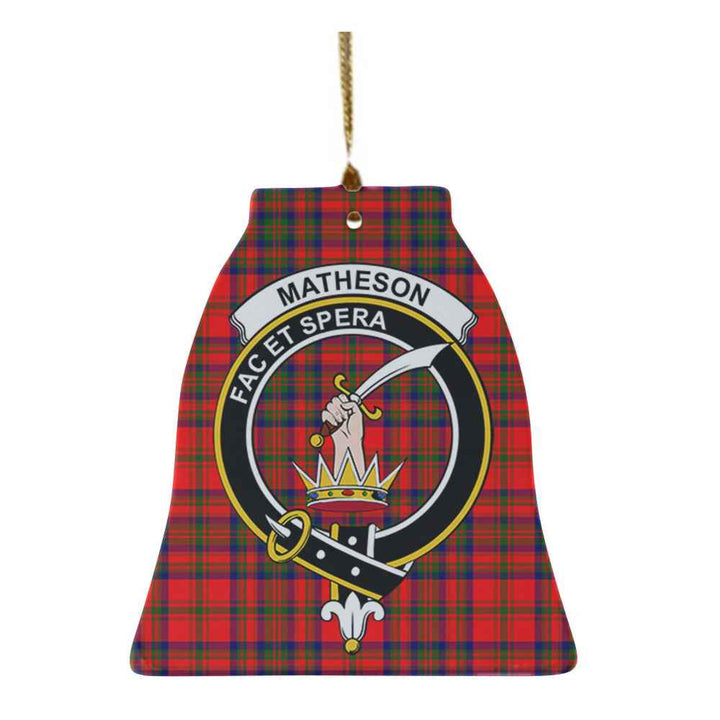 Scottish Matheson Clan Crest Tartan Ceramic Ornament Bell Shape Tartan Plaid