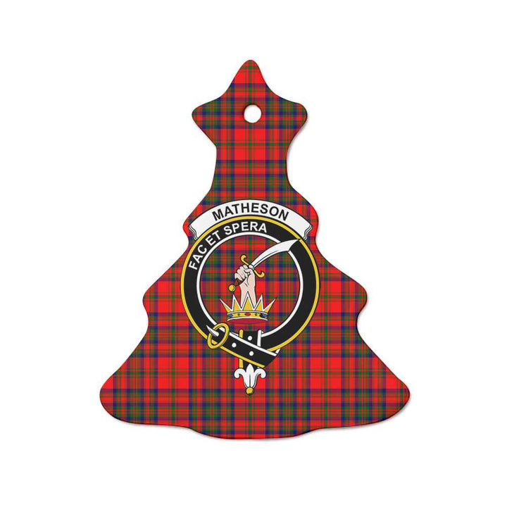 Scottish Matheson Clan Crest Tartan Ceramic Ornament Tree Shape Tartan Plaid