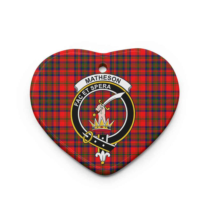 Scottish Matheson Clan Crest Tartan Ceramic Ornament Heart Shape Tartan Plaid