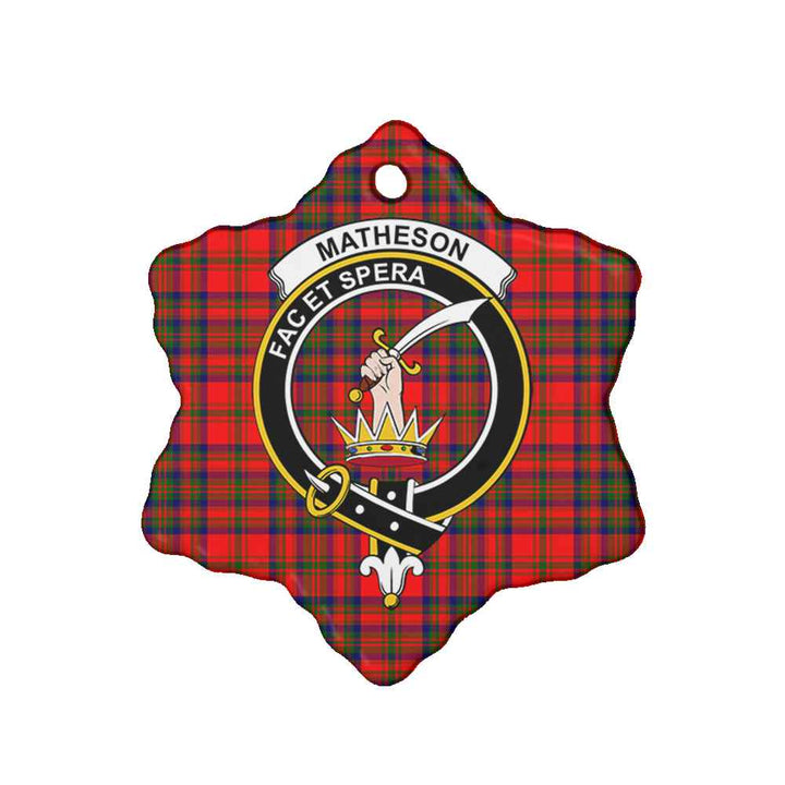 Scottish Matheson Clan Crest Tartan Ceramic Ornament Snow Flake Shape Tartan Plaid